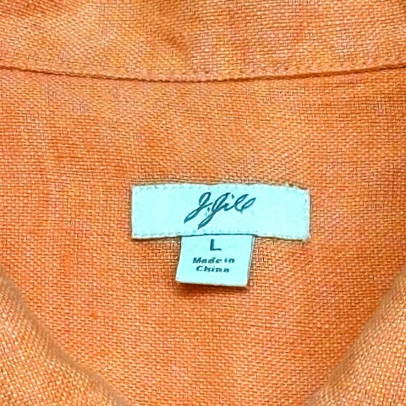 J Jill Peach Linen Trucker Inspired Button Up Jacket - Picture 2 of 8